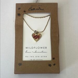 Bellissima Wildflower Heart Shaped Gold Tone Necklace